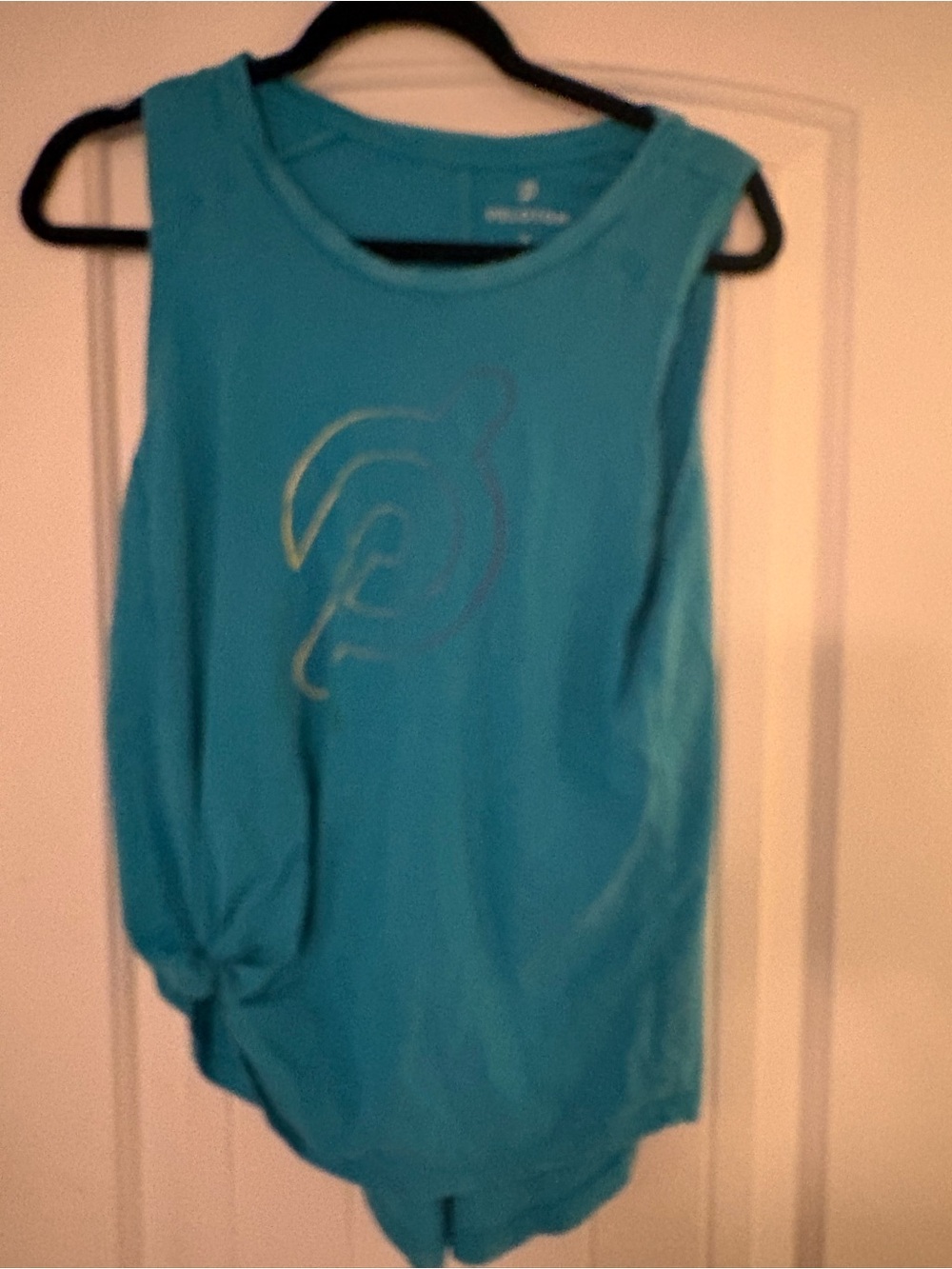 Peloton Teal Sleeveless Tank with Subtle Front Graphic
